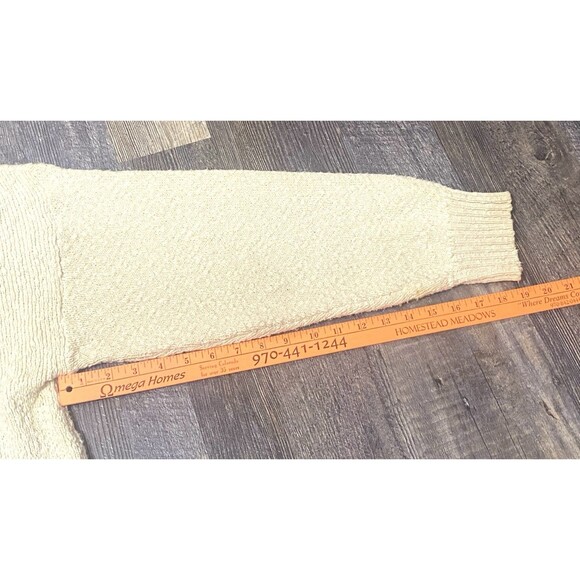 Vintage Greek Cotton Fisherman Cardigan XL Slouchy Cream Textured Knit 90s - Picture 12 of 12